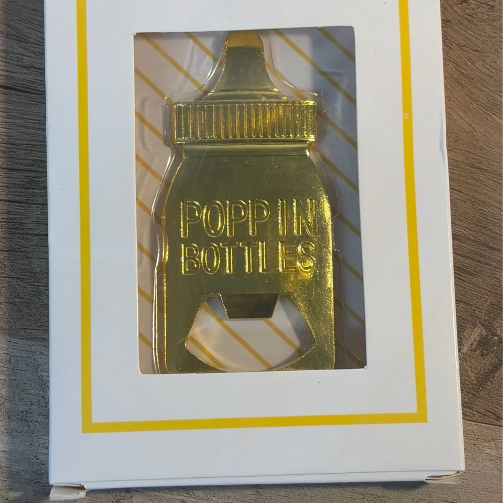 Gold “Poppin Bottles” Baby Bottl, Bottle Opener Party Favors Set of 7
